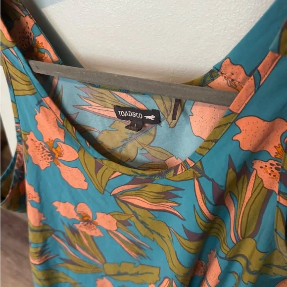 Toad and co quick dry uv hiking outdoor shirt teal and orange floral - Picture 2 of 2